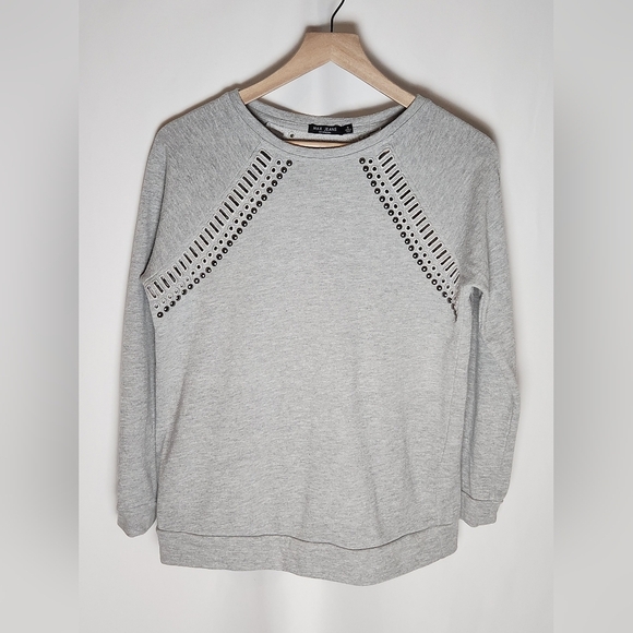 Max Jeans Gray Women's Sweatshirt with Stud And Cutout Accents Small (xsmall) - Picture 1 of 6